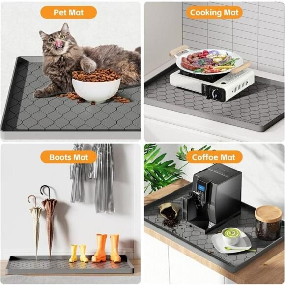 Waterproof Under Sink Mat 34x22 Kitchen Bathroom Cabinet Liner Silicone Tray - Picture 5 of 8